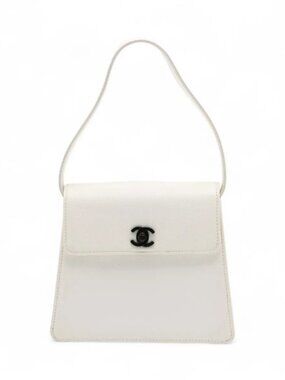 Chanel CC Logo Caviar Skin Handbag White